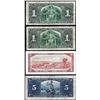 Image 2 : Lot of (4) 1937/1954 $1/$2/$5 Bank of Canada Notes
