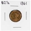 Image 1 : 1861 $2 1/2 Liberty Head Quarter Eagle Gold Coin