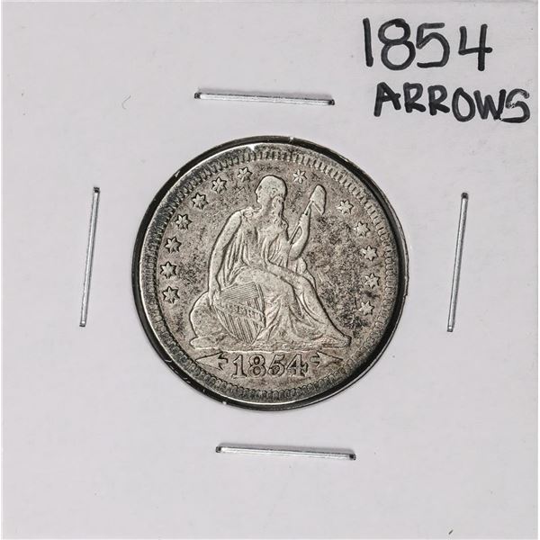 1854 Arrows Seated Liberty Quarter Coin