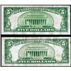 Image 2 : Lot of (2) 1928B $5 Federal Reserve Notes San Francisco