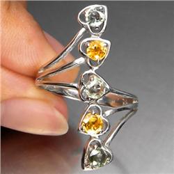 0.95ct Yellow Green Sapphire White gold Vermeil Ring Size 7 RETAIL $750 (JEW-1187)