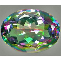 20.43ct RARE Oval Portuguese Cut Multi Color Mystic Quartz FLAWLESS RETAIL $1300 (GEM-7904)