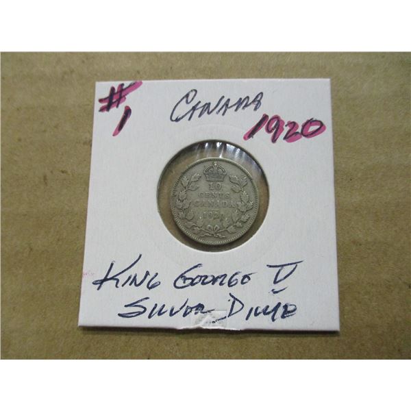 1920 CANADA KING GEORGE V SILVER DIME