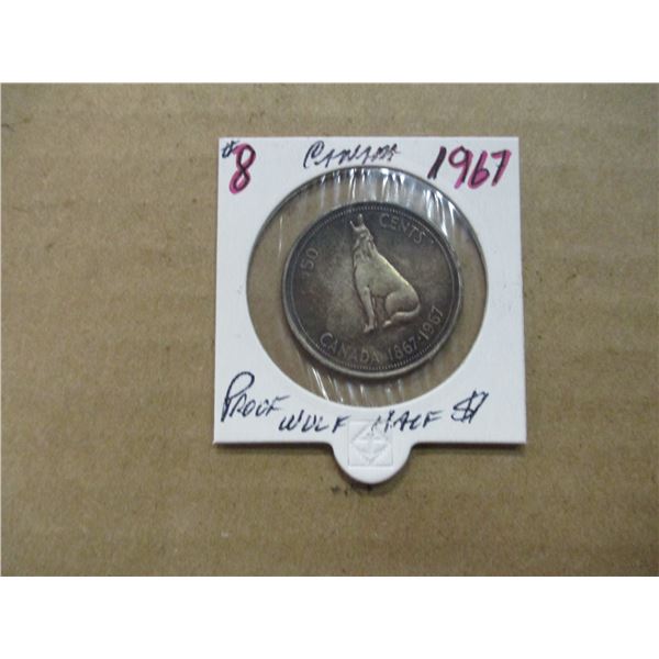 1967 PROOF SILVER WOLF HALF DOLLAR