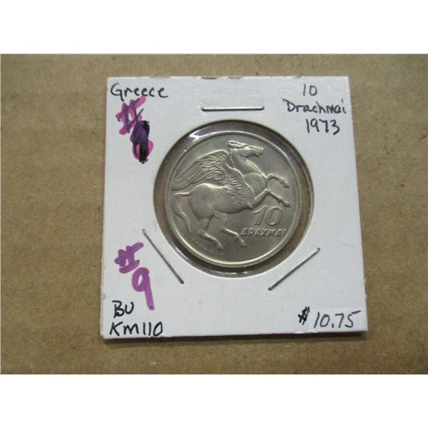 1973 GREECE 10 DRACNAI COIN