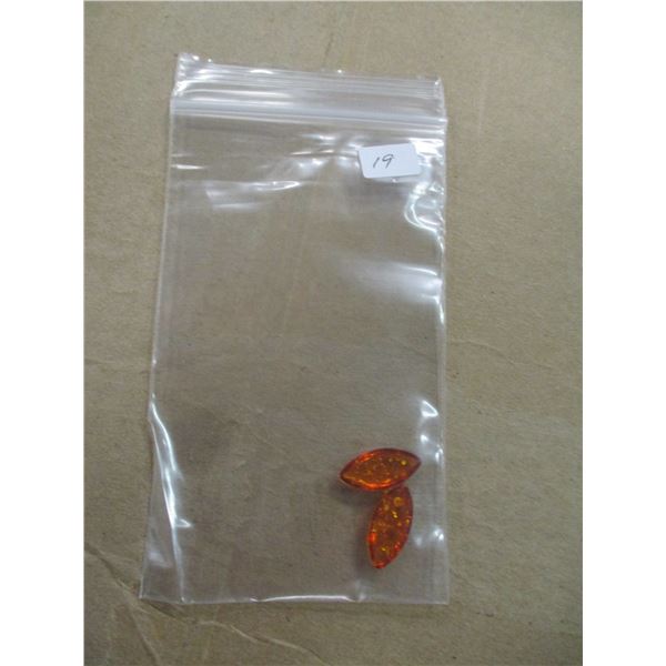LOT OF 2 MATCHING LAB CREATED BALTIC AMBER GEMSTONES (6 CTS TOTAL) READY FOR SETTING