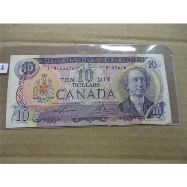 1971 BANK OF CANADA MULTI COLORED LEGAL TENDER $10 BILL