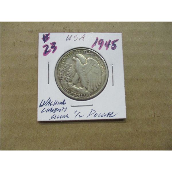 1945 USA WALKING LIBERTY SILVER HALF DOLLAR