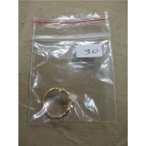 GOLDTONE & CZ CRYSTALS WITH LAB CREATED OPAL RING (SIZE 3)