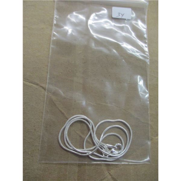 STAMPED 925 SILVER PLATED 18" SNAKE CHAIN