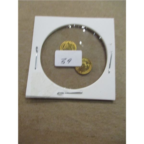 LOT OF 2 EMPEROR MAXIMILLIAN FROM MEXICO 24 KT GOLD PLATED MINI COINS