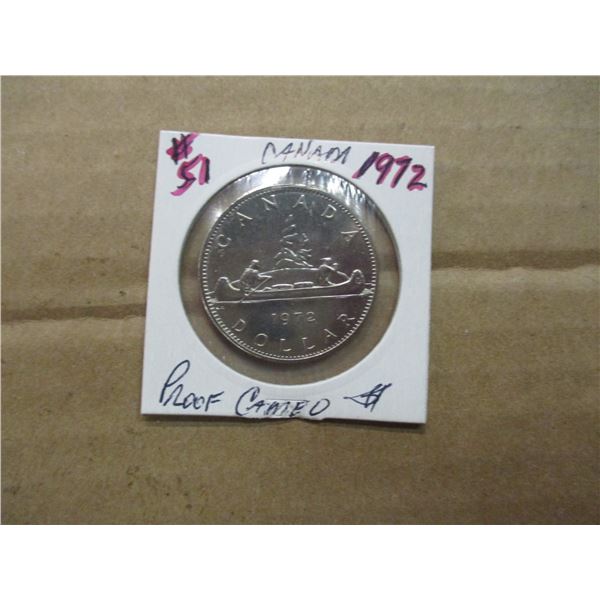 1972 PROOF CAMEO CANADA VOYAGER DOLLAR