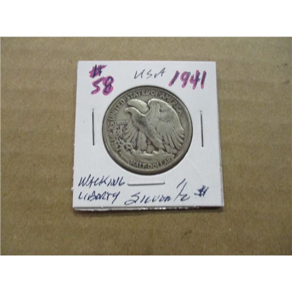 1941 USA WALKING LIBERTY SILVER HALF DOLLAR
