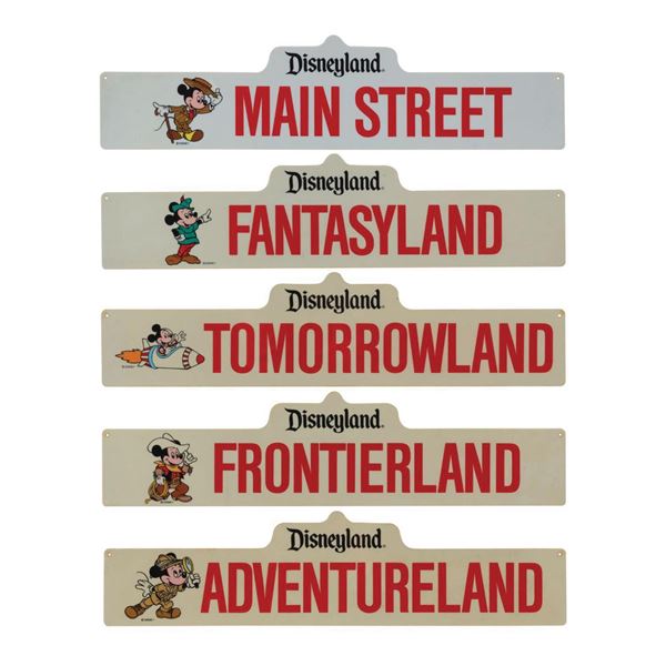 Collection of (5) Disneyland Souvenir Street Signs.