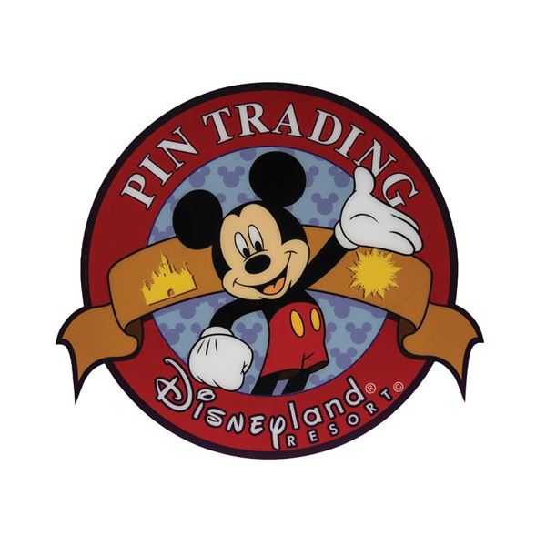 Pin Trading at Disneyland Sign.
