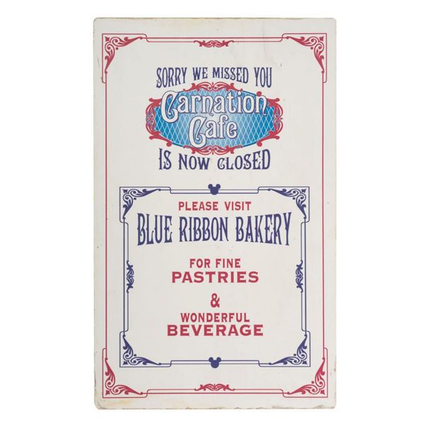 Carnation Cafe & Blue Ribbon Bakery Sign.