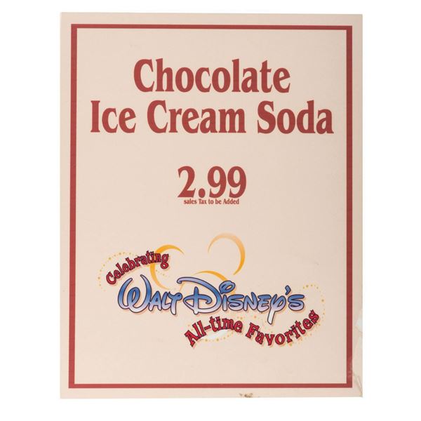 Disneyland Chocolate Ice Cream Soda Sign.