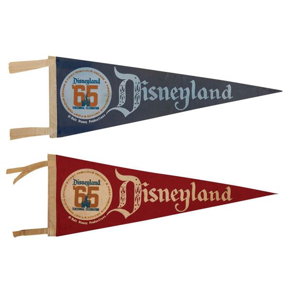 Pair of Disneyland Tencennial Souvenir Pennants.