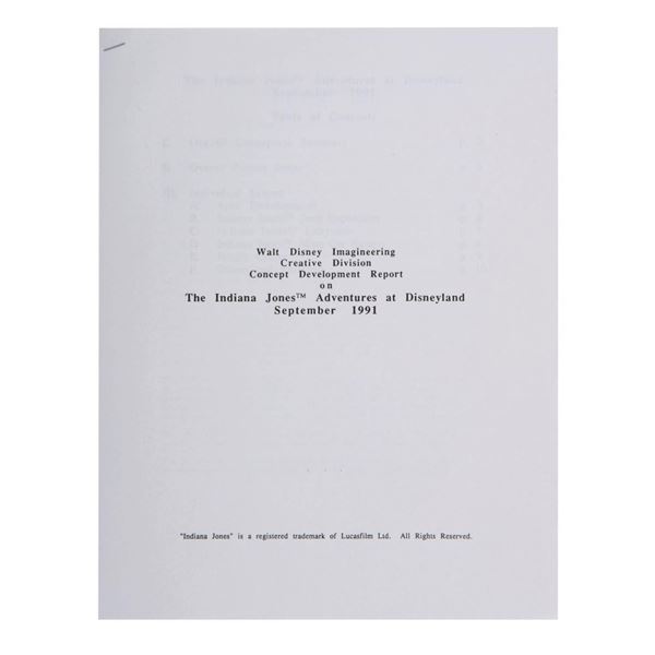 Indiana Jones Adventures Imagineering Proposal.