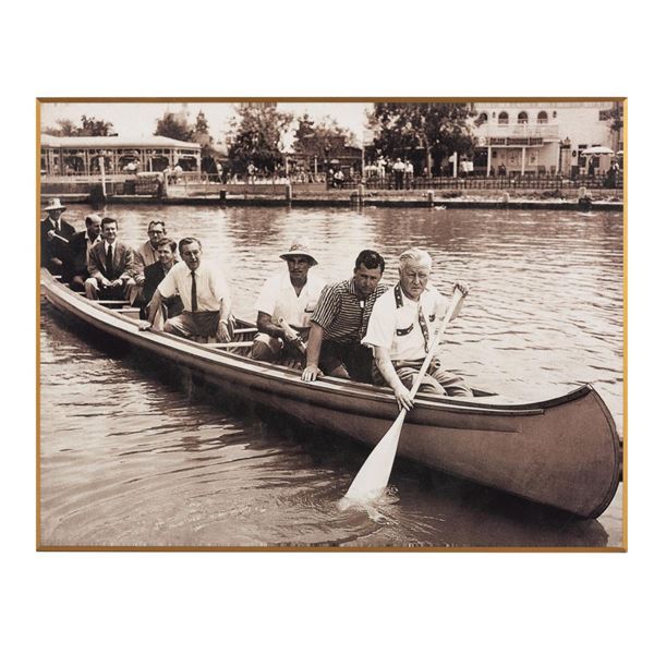 Walt Disney Testing Indian War Canoe Display Photo.