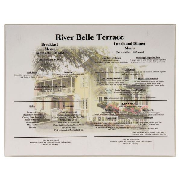 Disneyland River Belle Terrace Menu.