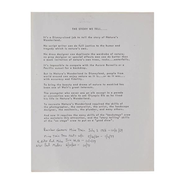 Mine Train Imagineering Research Documents.