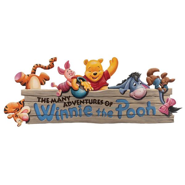 Winnie the Pooh Hand-Painted Attraction Sign.