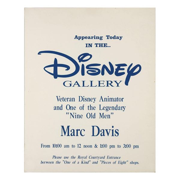 Marc Davis Disney Gallery Sign.