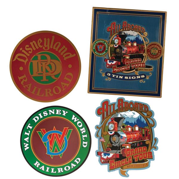 Boxed Set of (3) Disney Railroad Signs.