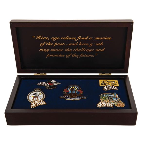 Disneyland 45th Anniversary Pin Boxed Set.