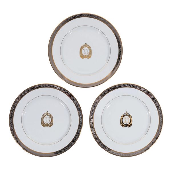 Set of (3) Club 33 Deshoulieres Dinner Plates.