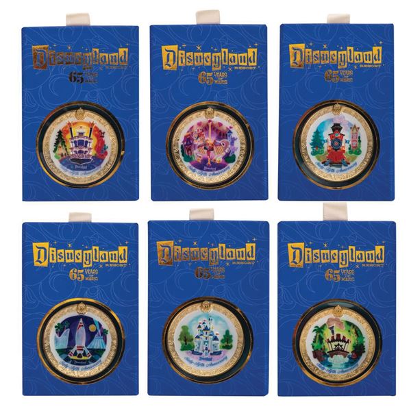 Disneyland 65th Club 33 Attraction (6) Pin Set.
