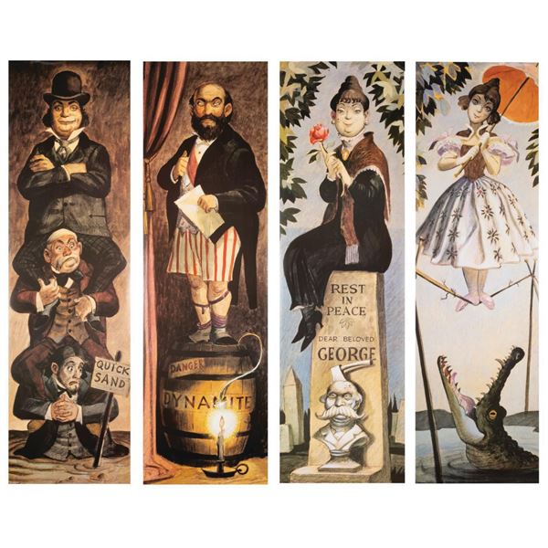 Set of (4) Haunted Mansion Stretching Portrait Prints.