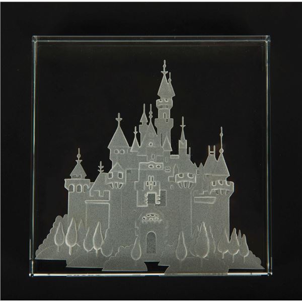 Sleeping Beauty Castle Glass Paperweight.