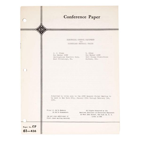 Disneyland Monorail Train Electric Control Document.