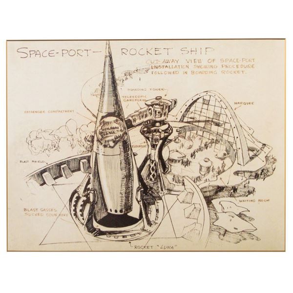 John Hench Space-Port Rocket Ship Display Print.