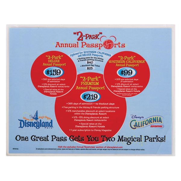 Pair of Disneyland Resort Passport Ticket Booth Signs.