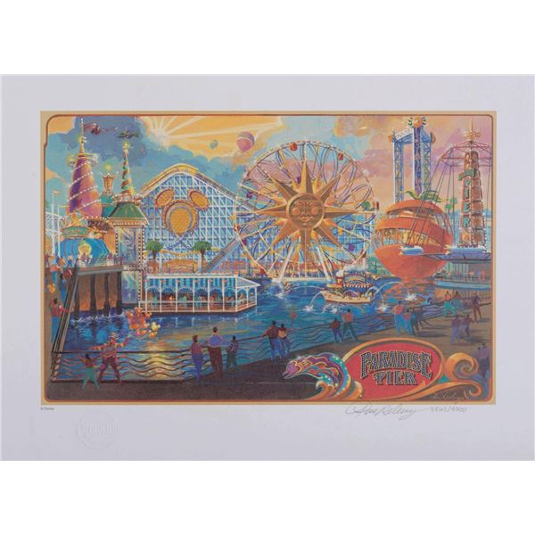 Signed Tim Delaney Paradise Pier Lithograph.