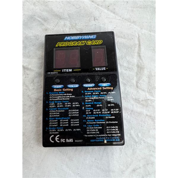 Hobby Wing Program Card