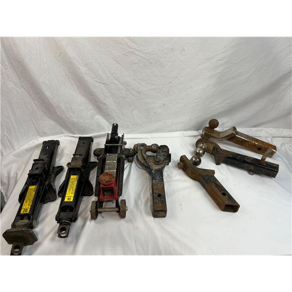 4 - Receiver Hitches 1 - 1/2 Ton Floor Jack and 2 Scissor Jacks