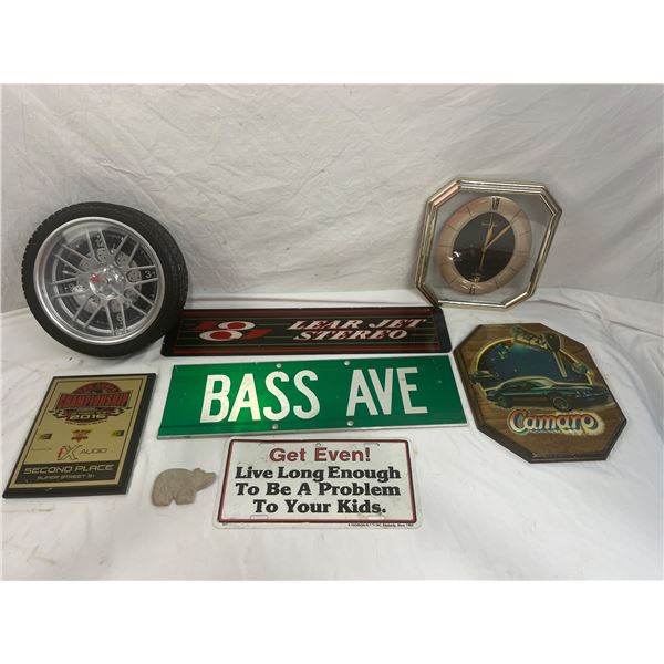 Assorted Plaques, Signs and Clocks