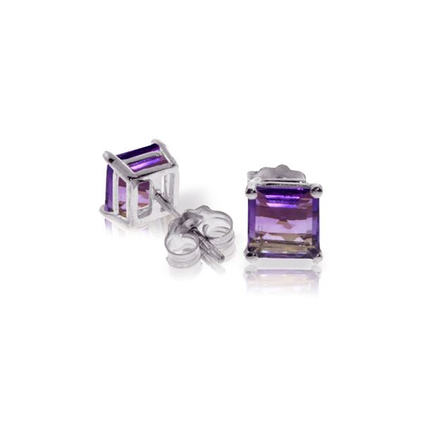 Genuine 1.75 ctw Amethyst Earrings 14KT White Gold - REF-24N3R