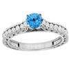 0.86 CTW Swiss Blue Topaz & Diamond Ring 14K White Gold - REF-62X4M
