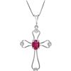 Image 1 : Genuine 0.57 ctw Ruby & Diamond Necklace 14KT White Gold - REF-42X2M