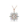 Genuine 6.3 ctw Aquamarine & Pearl Necklace 14KT Rose Gold - REF-60P4H