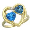 2.61 CTW Diamond, Swiss Blue Topaz & London Blue Topaz Ring 14K Yellow Gold - REF-34V2R