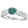 Image 1 : 2.73 CTW Malachite & Diamond Ring 14K White Gold - REF-85R2H