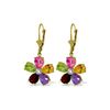 Genuine 4.43 ctw Pink Topaz, Citrine & Amethyst & Diamond Earrings 14KT Yellow Gold - REF-50H5X