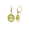 Image 1 : Genuine 34.15 ctw Lemon Quartz & Diamond Earrings 14KT Yellow Gold - REF-73W3Y