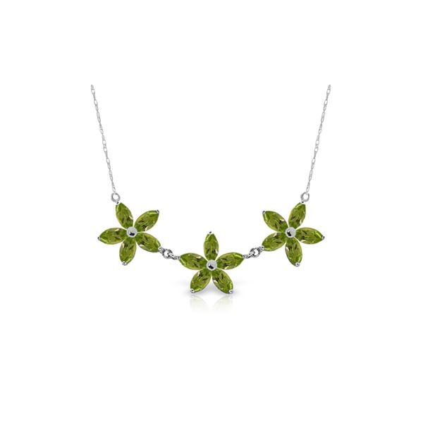 Genuine 4.2 ctw Peridot Necklace 14KT White Gold - REF-60X7M